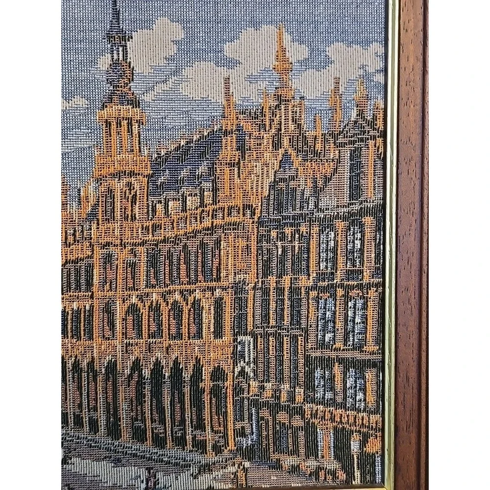 Grand Place in Brussels Framed Belgian Tapestry 20.5